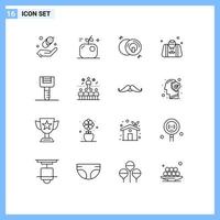 uppsättning av 16 modern ui ikoner symboler tecken för köksutrustning herre dvd fäder dag pappa redigerbar vektor design element