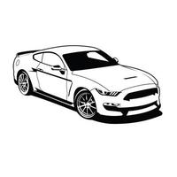 Mustang Muscle Car Schwarz-Weiß-Vektordesign vektor