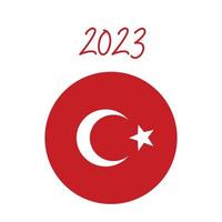 2023 turkiska flagga ikon illustration i runda form för firande. vektor