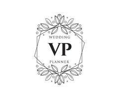 vp initialer brev bröllop monogram logotyper samling, hand dragen modern minimalistisk och blommig mallar för inbjudan kort, spara de datum, elegant identitet för restaurang, boutique, Kafé i vektor