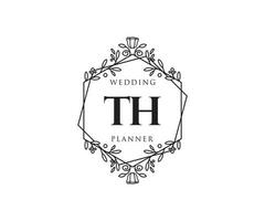 th initials brief hochzeitsmonogramm logos sammlung, handgezeichnete moderne minimalistische und florale vorlagen für einladungskarten, save the date, elegante identität für restaurant, boutique, café im vektor