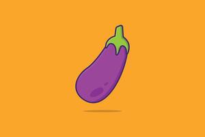 Lila Auberginen-Gemüse-Vektor-Illustration. Food-Natur-Icon-Konzept. gesundes Gemüse lila Aubergine Vorderansicht Icon Design auf orangem Hintergrund. vektor