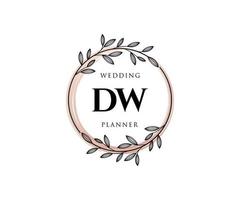 dw initialen brief hochzeitsmonogramm logos sammlung, handgezeichnete moderne minimalistische und florale vorlagen für einladungskarten, save the date, elegante identität für restaurant, boutique, café im vektor