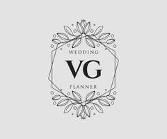 vg initialen brief hochzeitsmonogramm logos sammlung, handgezeichnete moderne minimalistische und florale vorlagen für einladungskarten, save the date, elegante identität für restaurant, boutique, café im vektor