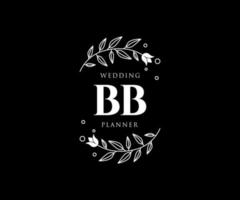 bb initialen brief hochzeit monogramm logos sammlung, handgezeichnete moderne minimalistische und florale vorlagen für einladungskarten, save the date, elegante identität für restaurant, boutique, café im vektor