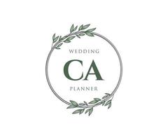 ca initialen brief hochzeitsmonogramm logos sammlung, handgezeichnete moderne minimalistische und florale vorlagen für einladungskarten, save the date, elegante identität für restaurant, boutique, café im vektor