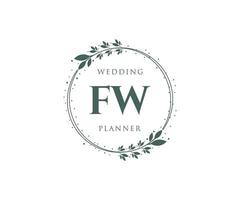 fw initialen brief hochzeitsmonogramm logos sammlung, handgezeichnete moderne minimalistische und florale vorlagen für einladungskarten, save the date, elegante identität für restaurant, boutique, café im vektor