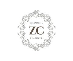 zc initialen brief hochzeitsmonogramm logos sammlung, handgezeichnete moderne minimalistische und florale vorlagen für einladungskarten, save the date, elegante identität für restaurant, boutique, café im vektor