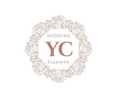 yc initialen brief hochzeitsmonogramm logos sammlung, handgezeichnete moderne minimalistische und florale vorlagen für einladungskarten, save the date, elegante identität für restaurant, boutique, café im vektor