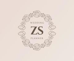 zs initialer brev bröllop monogram logotyper samling, hand dragen modern minimalistisk och blommig mallar för inbjudan kort, spara de datum, elegant identitet för restaurang, boutique, Kafé i vektor