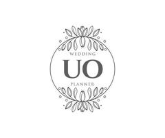 uo initialen brief hochzeitsmonogramm logos sammlung, handgezeichnete moderne minimalistische und florale vorlagen für einladungskarten, save the date, elegante identität für restaurant, boutique, café im vektor