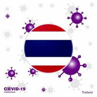 bete für thailand covid19 coronavirus typografie flagge bleib zu hause bleib gesund achte auf deine eigene gesundheit vektor