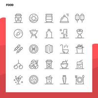 uppsättning av mat linje ikon uppsättning 25 ikoner vektor minimalism stil design svart ikoner uppsättning linjär piktogram packa