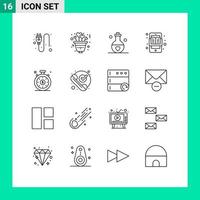 16 kreative Symbole moderne Zeichen und Symbole der Uhr e Ehe Lern-Apps Bildung editierbare Vektordesign-Elemente vektor