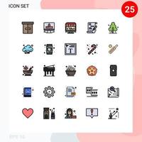 25 gefüllte Linien flaches Farbkonzept für mobile Websites und Apps Pine Document Monitor Business Shopping editierbare Vektordesign-Elemente vektor