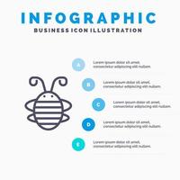 Biene Insekt Käfer Bug Marienkäfer Marienkäfer Liniensymbol mit 5 Schritten Präsentation Infografiken Hintergrund vektor