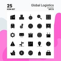 25 global logistik ikon uppsättning 100 redigerbar eps 10 filer företag logotyp begrepp idéer fast glyf ikon design vektor