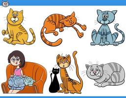 tecknad serie katter och kattungar rolig komisk tecken uppsättning vektor