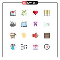 Stock Vector Icon Pack mit 16 Zeilen Zeichen und Symbolen für Schulgebäude Brokan Weizen Müsli editierbare Packung mit kreativen Vektordesign-Elementen