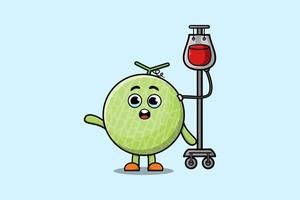 niedlicher cartoon der melone mit bluttransfusion vektor