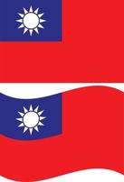 schwenkende flagge von taiwan. Taiwan-Flagge auf weißem Hintergrund. flacher Stil. vektor