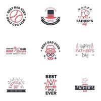 glücklicher vatertag set 9 schwarz und rosa vektortypografie vintage beschriftung für vatertag grußkarten banner tshirt design du bist der beste papa editierbare vektordesignelemente vektor