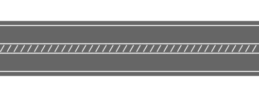 Draufsicht der leeren geraden Straße. Autobahnmarkierung mit diagonalen Streifen. nahtlose horizontale Fahrbahnvorlage. transportelement des stadtplans vektor