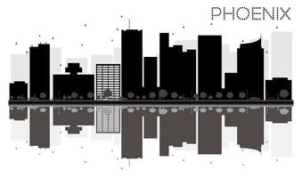 Phoenix City Skyline Schwarz-Weiß-Silhouette mit Reflexionen. vektor