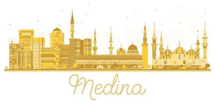 medina saudi-arabien stadtsilhouette goldene silhouette. vektor