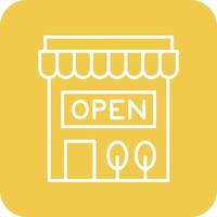 Open Store Zeichenlinie runde Ecke Hintergrundsymbole vektor