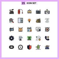 Stock Vector Icon Pack mit 25 Zeilen Zeichen und Symbolen für Investment Business Fashion Tape Audio Cassette editierbare Vektordesign-Elemente