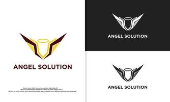 Logoillustration Vektorgrafik des Flügels kombiniert mit Schild. geeignet für Investitionen, Finanzunternehmen usw. vektor