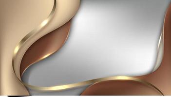 elegante 3d-vorlage goldene und braune wellenformen und goldene bandlinien elemente auf weißem hintergrund vektor