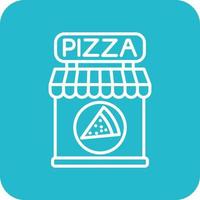 pizza affär linje runda hörn bakgrund ikoner vektor