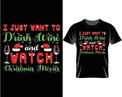 Ich möchte nur Wein trinken hässlicher Weihnachtst-shirt-Designvektor vektor