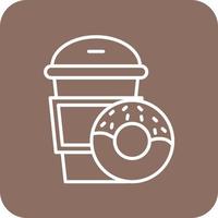 Kaffee Donut Linie runde Ecke Hintergrundsymbole vektor