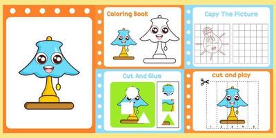 Arbeitsblattpaket für Kinder mit Lampe. Spaß am Lernen für Kinder vektor