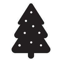 weihnachtsbaumschablone, weihnachtsplätzchen, schwarze farbschablone, lokalisierte vektorillustrationsikone vektor
