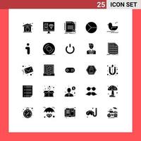 fast glyf packa av 25 universell symboler av grafiska Diagram programmering företag dokumentera redigerbar vektor design element