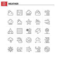 25 Wettersymbole setzen Vektorhintergrund vektor