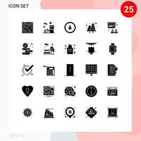 Stock Vector Icon Pack mit 25 Zeilen Zeichen und Symbolen für Konferenz Stadtbild Pfeil Stadt nach unten editierbare Vektordesign-Elemente
