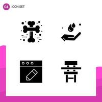 Glyphen-Icon-Set-Paket mit 4 soliden Icons isoliert auf weißem Hintergrund für reaktionsfähige Website-Design-Druck- und mobile Anwendungen vektor