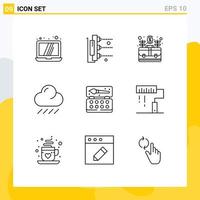 Stock Vector Icon Pack mit 9 Zeilenzeichen und Symbolen für Paint Art Business Wetterwolke editierbare Vektordesign-Elemente