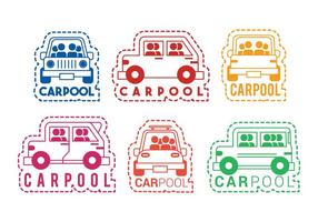 Carpool vektor ikon klistermärke uppsättning