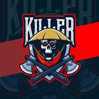 Killer Skull Head Reaper Maskottchen Esport Logo für Gaming und Art Tattoo vektor