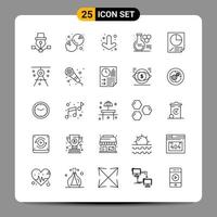 25 svart ikon packa översikt symboler tecken för mottaglig mönster på vit bakgrund 25 ikoner uppsättning kreativ svart ikon vektor bakgrund