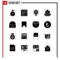 16 allgemeine Symbole für Website-Design Print und mobile Apps 16 Glyphensymbole Zeichen isoliert auf weißem Hintergrund 16 Icon Pack kreativer schwarzer Symbolvektorhintergrund vektor