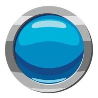 cirkel blå knapp ikon, tecknad serie stil vektor