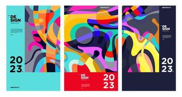Designvorlage für das neue Jahr 2023 mit flüssigem, farbenfrohem, abstraktem Hintergrund vektor