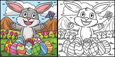 kanin med påsk ägg färg sida illustration vektor